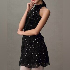 Maeve Halter Rosette Mini Dress Size S